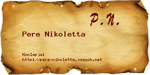 Pere Nikoletta névjegykártya